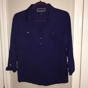 Karen Scott 3/4 sleeve midnight blue
